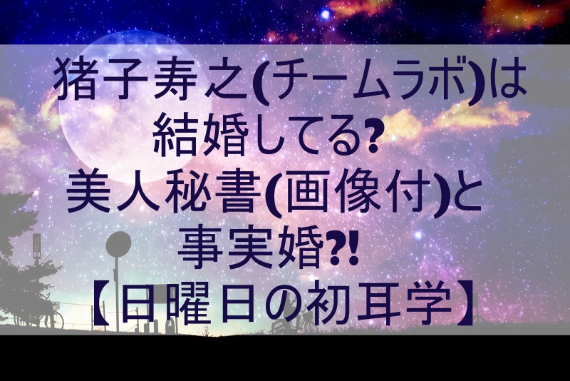 猪子寿之 チームラボ は結婚してる 美人秘書 画像付 と事実婚 日曜日の初耳学 キリンビーチの夜