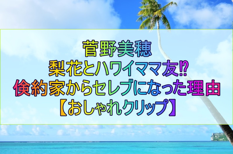 菅野美穂が梨花とハワイママ友 倹約家からセレブ仲間入りの理由 おしゃれクリップ キリンビーチの夜