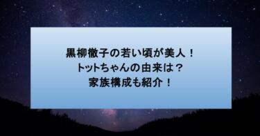 黒柳徹子の若い頃が美人!トットちゃんの由来は?家族構成も紹介!