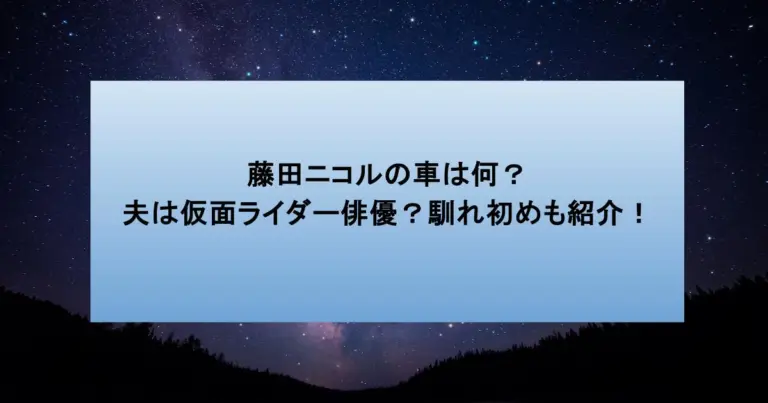 藤田ニコルの車は何？夫は仮面ライダー俳優？馴れ初めも紹介！